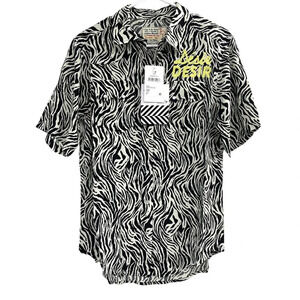 Free People X Sandrine Rose Zebra Hawaiian Camp Shirt Pearl Snaps size XS Rayon